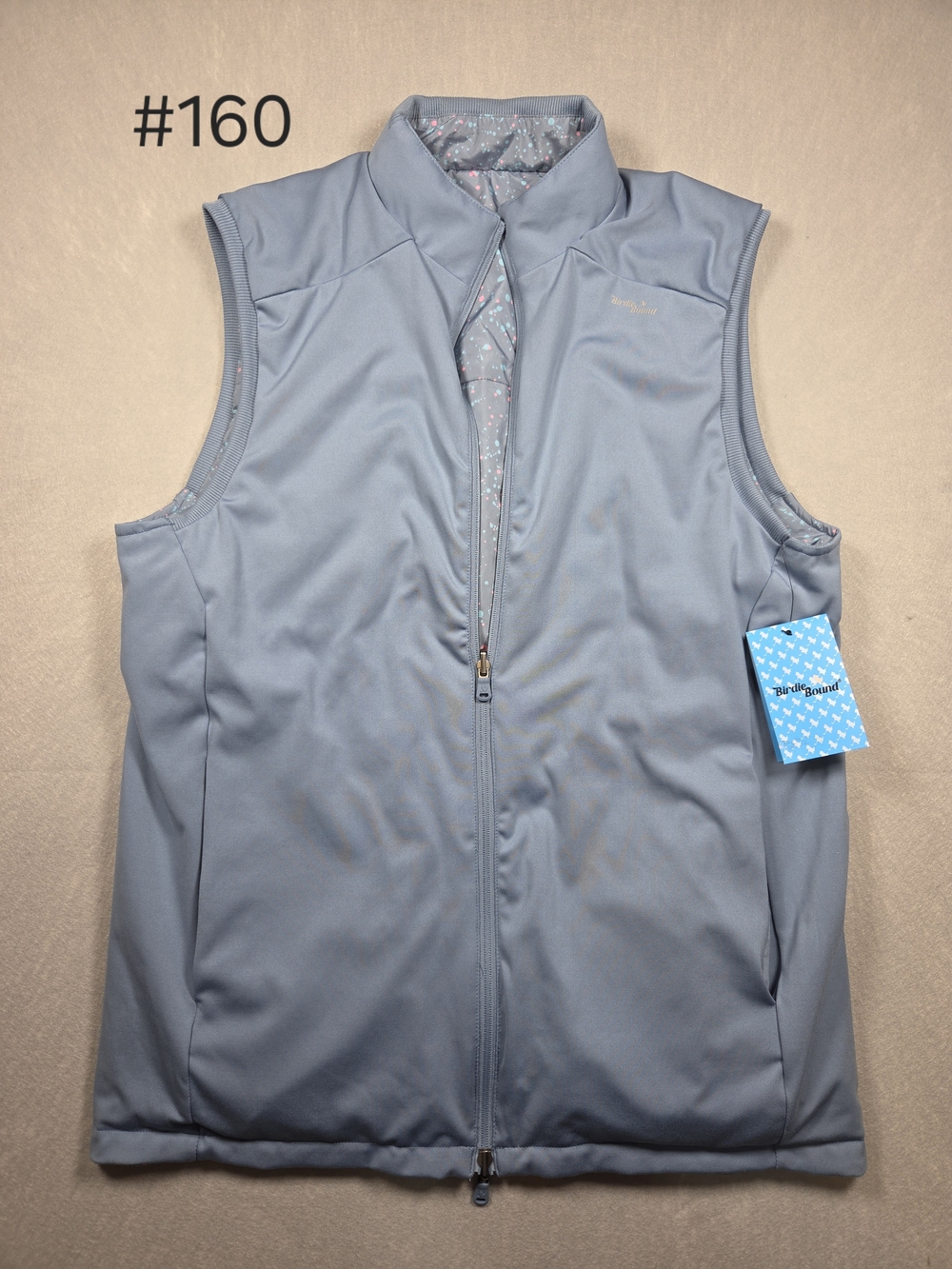 NWT Birdie Bound Reversible Performance Golf Vest – Slate Blue / Splatter Print